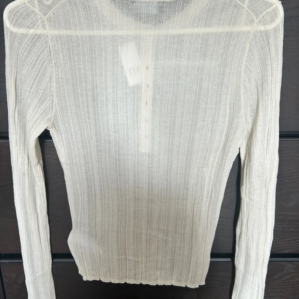 Sheer Rib Henley Sweater - Picture 6 of 8